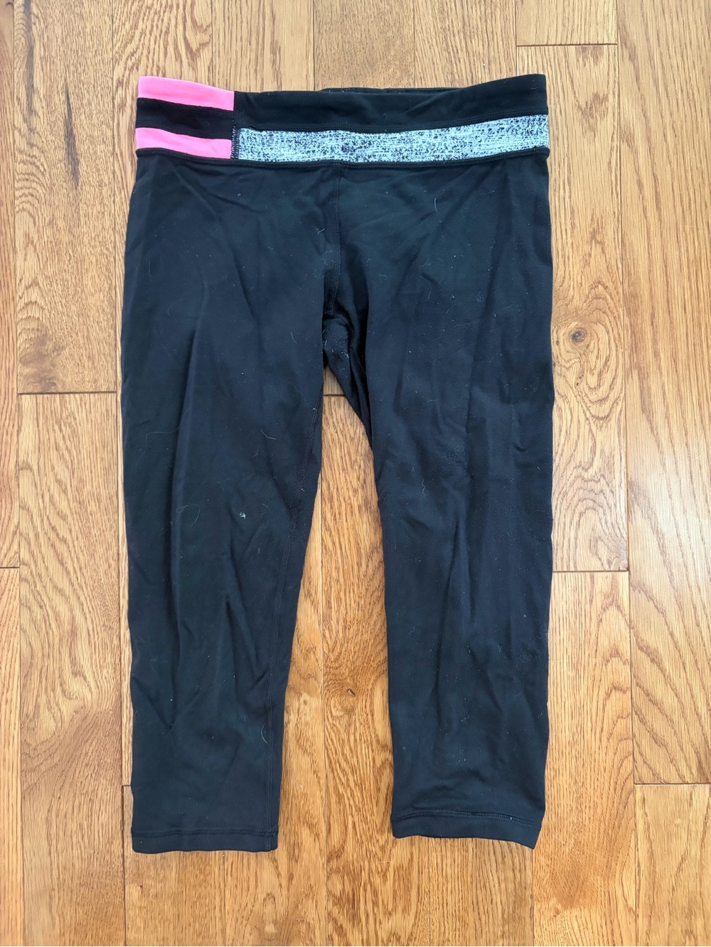 Ivivva Black Capri Leggings with Pink and Silver Waistband